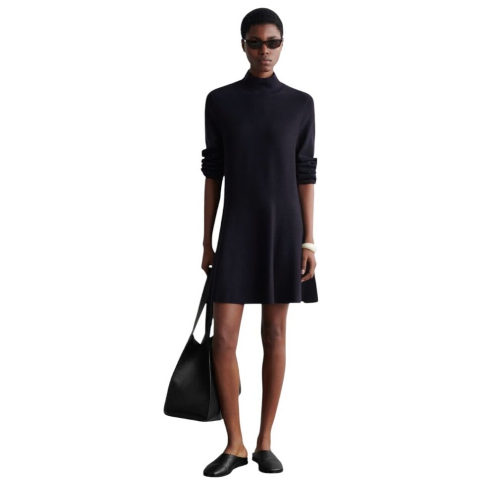 NWT ($150) - COS Wool Dress - Navy - Women's Size Large - Picture 3 of 7